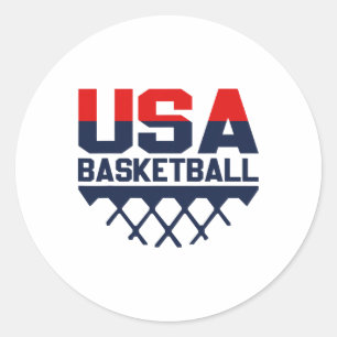 Adesivo Redondo Basquetebol Usa Team Sports