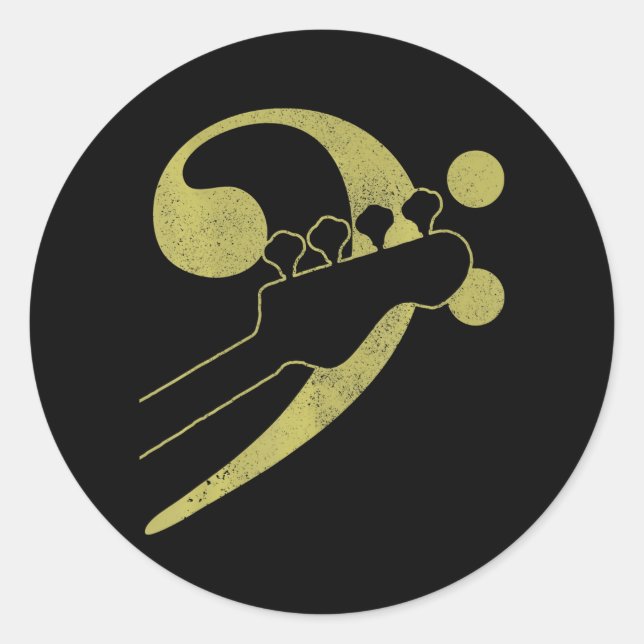 Adesivo Redondo Bass Guitar Clef Bhelps Musical Bass (Frente)