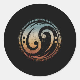 Adesivo Redondo Bass Guitar Clef Yin Yang Para Jogador Bass