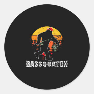 Adesivo Redondo Bassquatch engraçado bass pesca lago pescaria