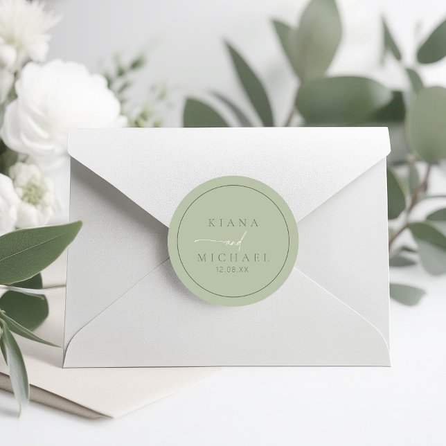 Adesivo Redondo Basta Casamento Chic Sage/Moss Green ID1046 (Criador carregado)