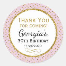 Bastões De Aniversário Rosa Dourado Obrigado Etiqu