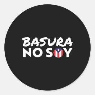 Adesivo Redondo Basura No Soy Porto Rico Bandeira Não Sou Lixo Spa