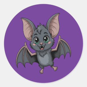 Adesivo Redondo Bat Adorável de Gótico Pastel com Cartografia de O