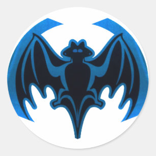 Adesivo Redondo Bat Blue O MUSEUM Zazzle dá presentes