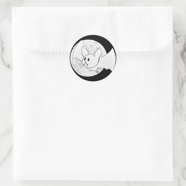 Adesivo Redondo Bat Bonito e Halloween da Lua Cheia (Bolsa)