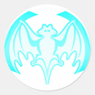 Adesivo Redondo Bat Cyan Inv The MUSEUM Zazzle Gifs