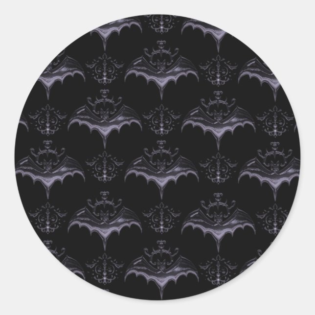 Adesivo Redondo Bat Damask Stickers - Lilás Francês Pálido (Frente)