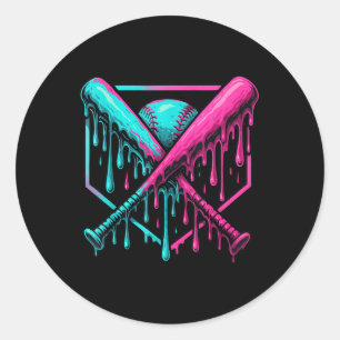 Adesivo Redondo Bat De Beisebol E