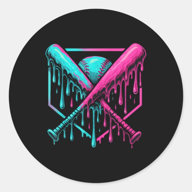 Adesivo Redondo Bat De Beisebol E (Frente)