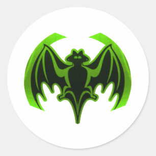 Adesivo Redondo Bat Green MUSEUM Zazzle Gifts
