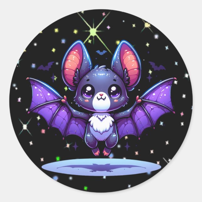 Adesivo Redondo Bat Halloween Cute Chibi (Frente)