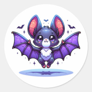 Adesivo Redondo Bat Halloween Cute Chibi
