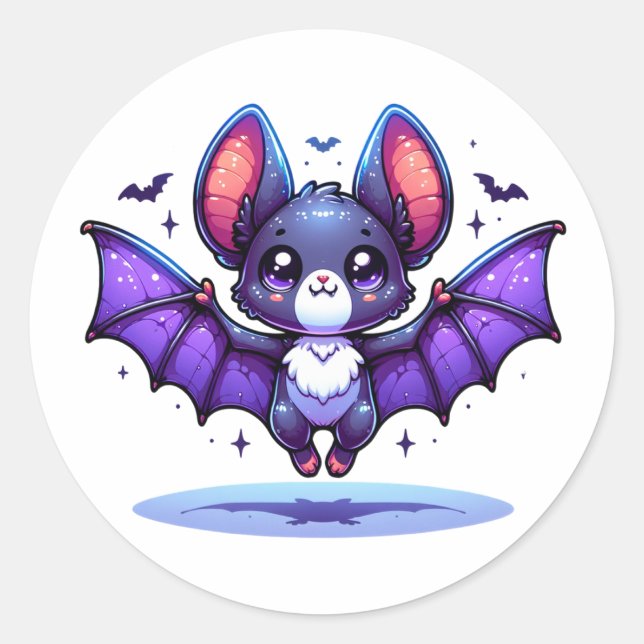 Adesivo Redondo Bat Halloween Cute Chibi (Frente)