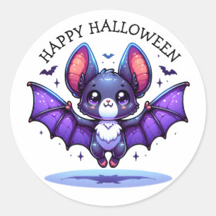 Adesivo Redondo Bat Halloween Cute Chibi