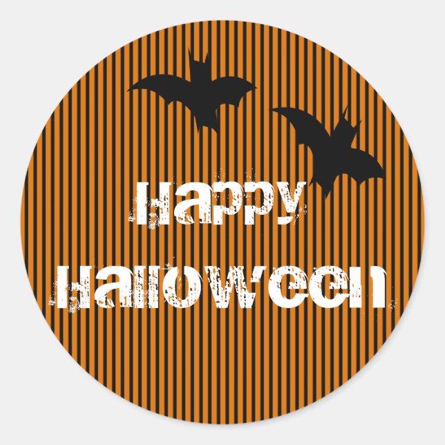 Adesivo Redondo Bat Happy Halloween Sticker (Frente)
