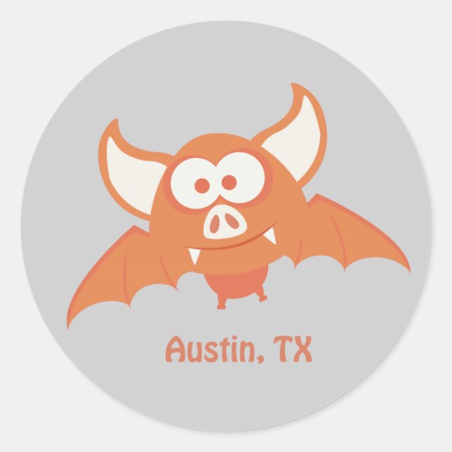 Adesivo Redondo Bat Laranja - Austin, TX (Frente)