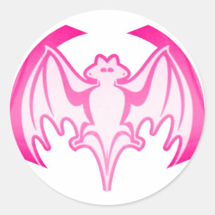 Adesivo Redondo Bat Magenta Inv The MUSEUM Zazzle Gifts