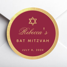 Bat Mitzvah Burgundy Faux Caligrafia Elegante Dour