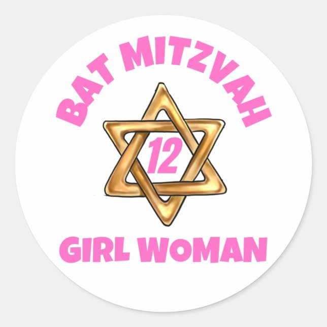 Adesivo Redondo Bat Mitzvah Classic Round Sticker (Frente)