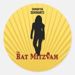 Adesivo Redondo Bat Mitzvah Movie Sticker Amarelo
