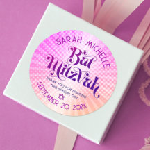 Bat Mitzvah Negrito Retro Boho Rosa Laranja Gradie