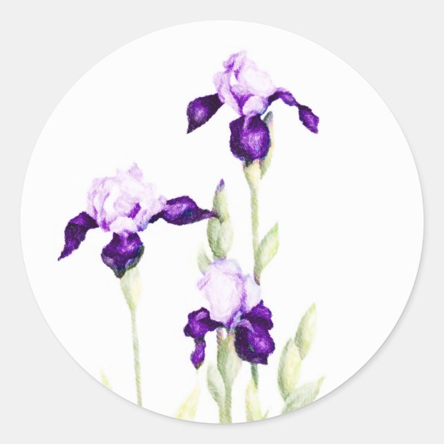 Adesivo Redondo Bat Mitzvah Purple Irises (Frente)