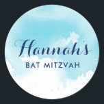 Adesivo Redondo BAT MITZVAH SEAL estrela moderna aqua azul<br><div class="desc">por kat massard >> WWW.SIMPLYSWEETPAPERIE.COM <<<</div>