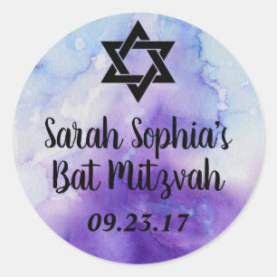 Adesivo Redondo Bat Mitzvah Sticker, Favor Tag, Bat Mitzvah Decor