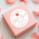 Adesivo Redondo Bat Mitzvah Tropical Floral Watercolor Script Dour<br><div class="desc">Tenha orgulho, alegria e comemore este marco do seu Bat Mitzvah favorito sempre que você usa este adesivo sofisticado e personalizado! Uma na moda, espantosa, colorida e colorida flor de plumeria de aquarelas tropicais, falso guião dourado manuscrito, Estrela de David e pontos brilhantes, juntamente com o tipo serif de sans...</div>