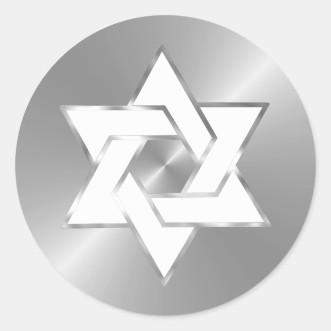 Adesivo Redondo Bat Mitzvah White Star de David a Qualquer Cor (Frente)