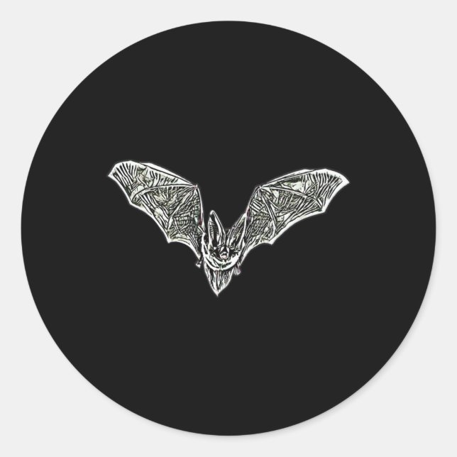 Adesivo Redondo Bat Night Vampire Halloween Wing Wing Mamals Ba (Frente)