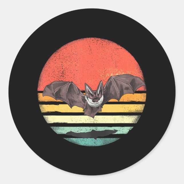 Adesivo Redondo Bat Nocturnal Animal Willife Mammal Bat Lover (Frente)