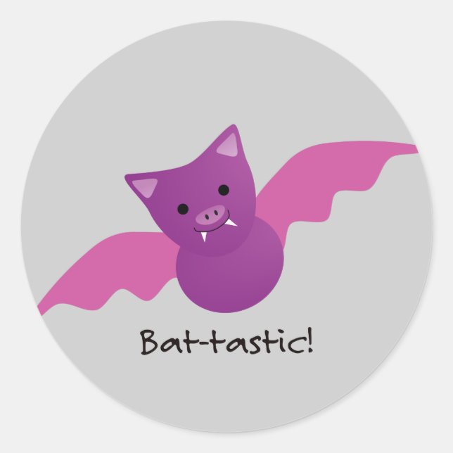 Adesivo Redondo Bat Rosa Batástico Bonito (Frente)
