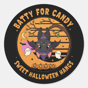 Adesivo Redondo Bat Sticker Bonito do Halloween com Fantasmas e Bo