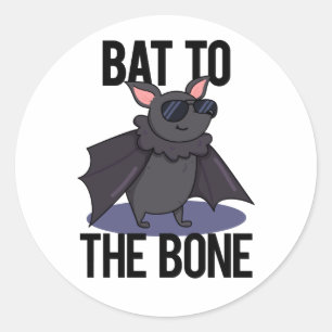 Adesivo Redondo Bat To Bone Cute Animal Pun