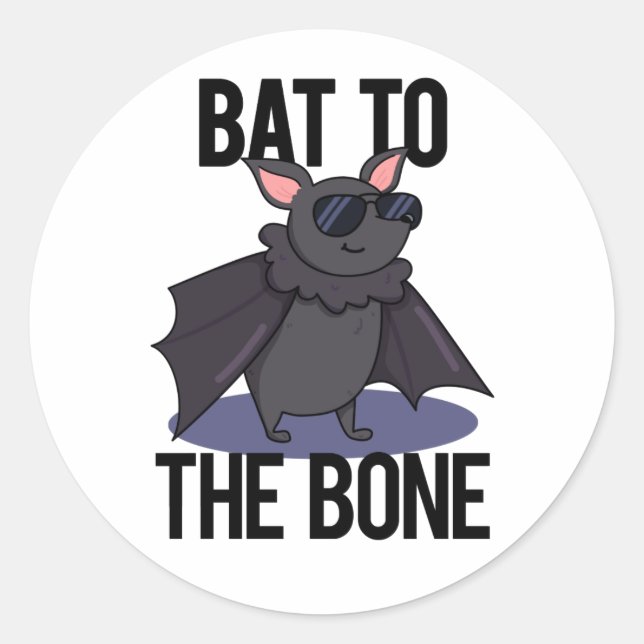 Adesivo Redondo Bat To Bone Funny Animal Pun (Frente)