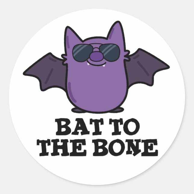 Adesivo Redondo Bat To Bone Funny Animal Pun (Frente)