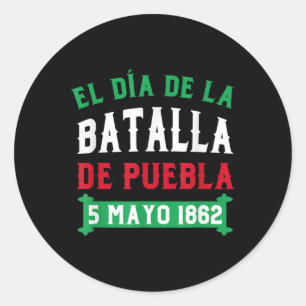 Adesivo Redondo Batalha De Puebla Por Cinco De Mayo