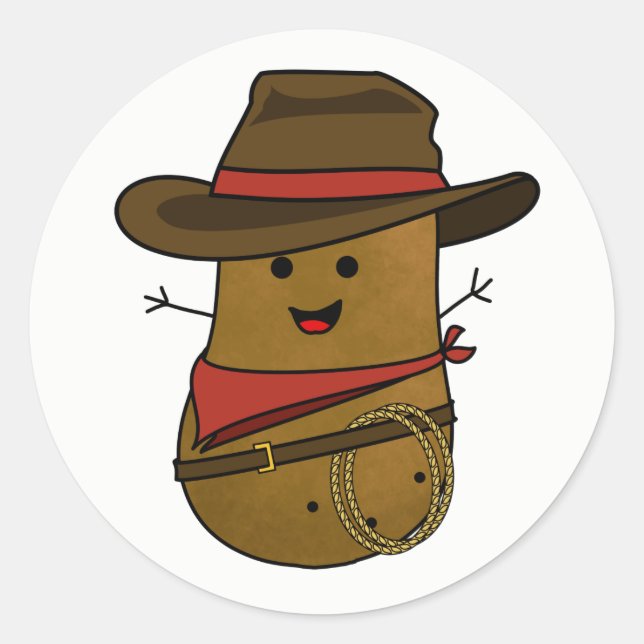 Adesivo Redondo Batata Cowboy (Frente)