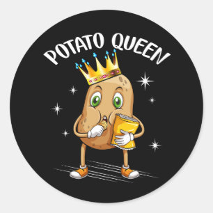 Adesivo Redondo Batata de Kawaii, Rainha de Batata, Lover de batat