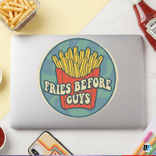 Adesivo Redondo Batatas Fritas Antes dos Caras Retro Groovy Comida