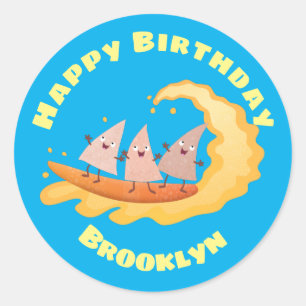 Adesivo Redondo Batatas-fritas de milho-nachos que surfam clássico