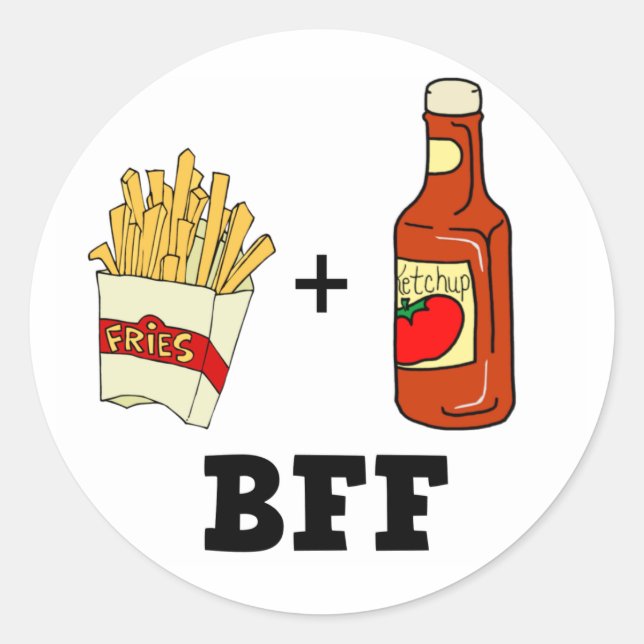 Adesivo Redondo Batatas fritas e Ketchup BFF (Frente)
