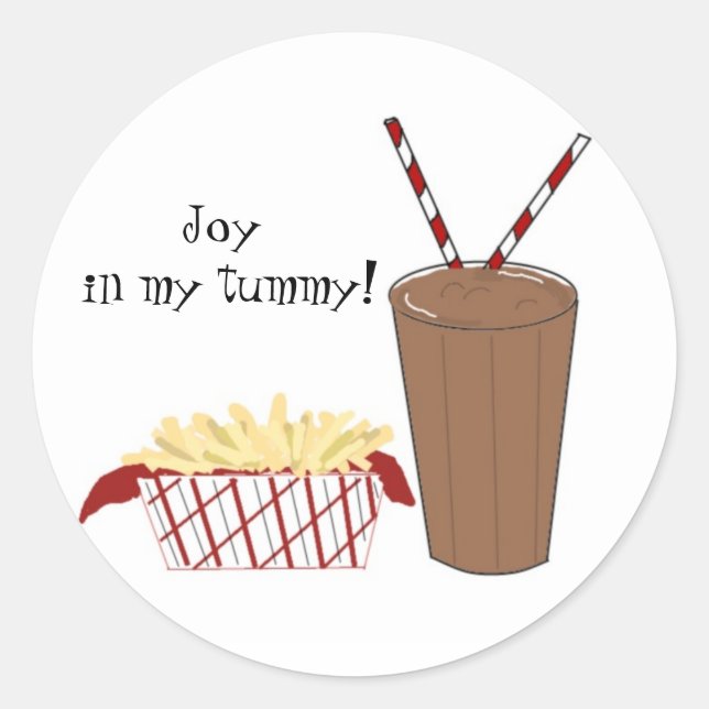 Adesivo Redondo Batatas Fritas e um Milkshake (Frente)