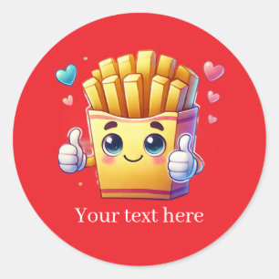 Adesivo Redondo Batatas fritas francesas de negócios personalizáve