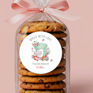 Adesivo Redondo Batedeira de bolo aquarela "Assado com Amor"