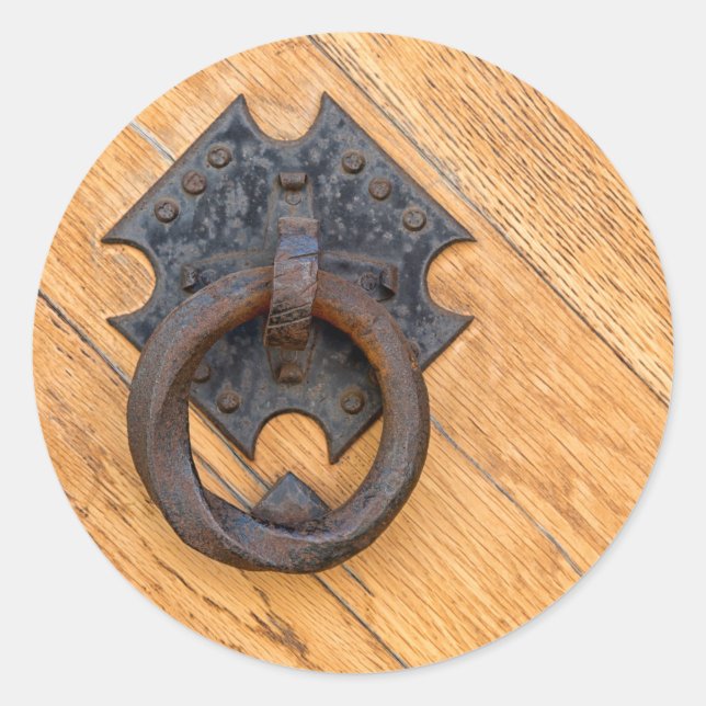 Adesivo Redondo Batedor de porta antigo (Frente)