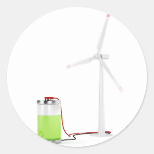 Adesivo Redondo Bateria de carregamento com turbina eólica