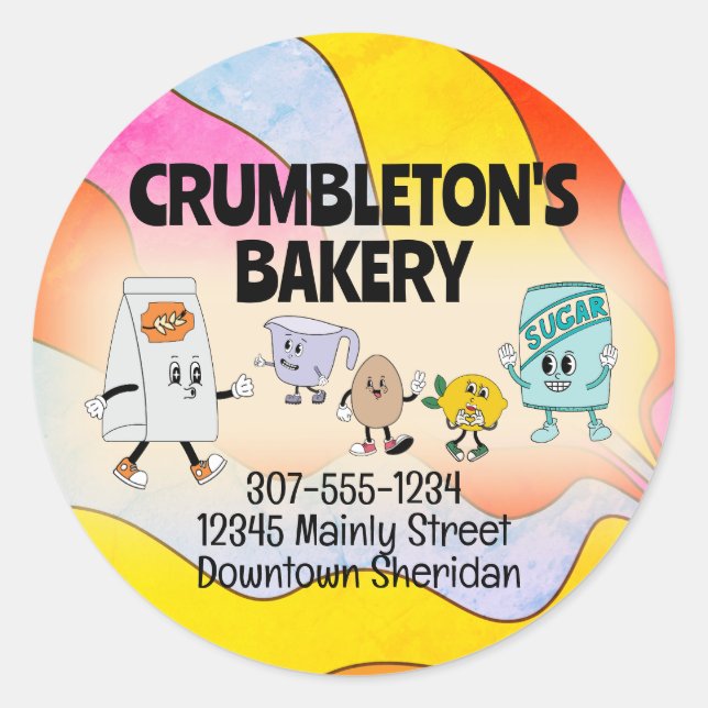 Adesivo Redondo Bateria de ingredientes para retro-panificação de  (Frente)